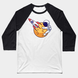 Astronaut Hugging the Moon Baseball T-Shirt